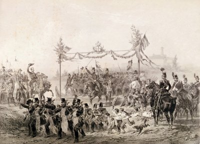 Charles-Albert I (1798-1849) Prince of Carignan in Charge of the Piedmontese Army Crossing the Tessin by Italian School